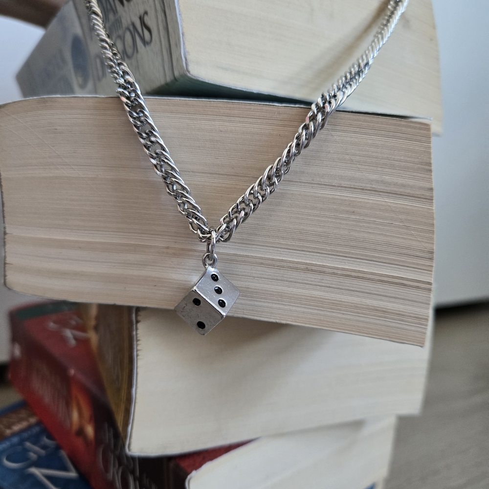 NWOT Silver Dice Pendant Necklace
